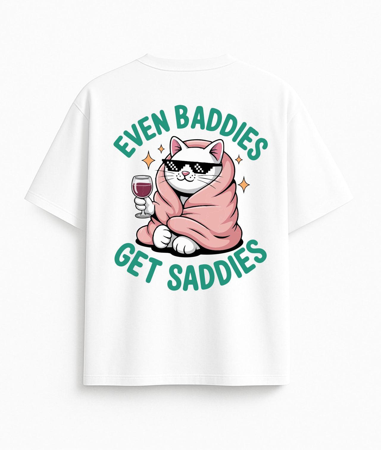 Oversized white T-shirt "Sad"