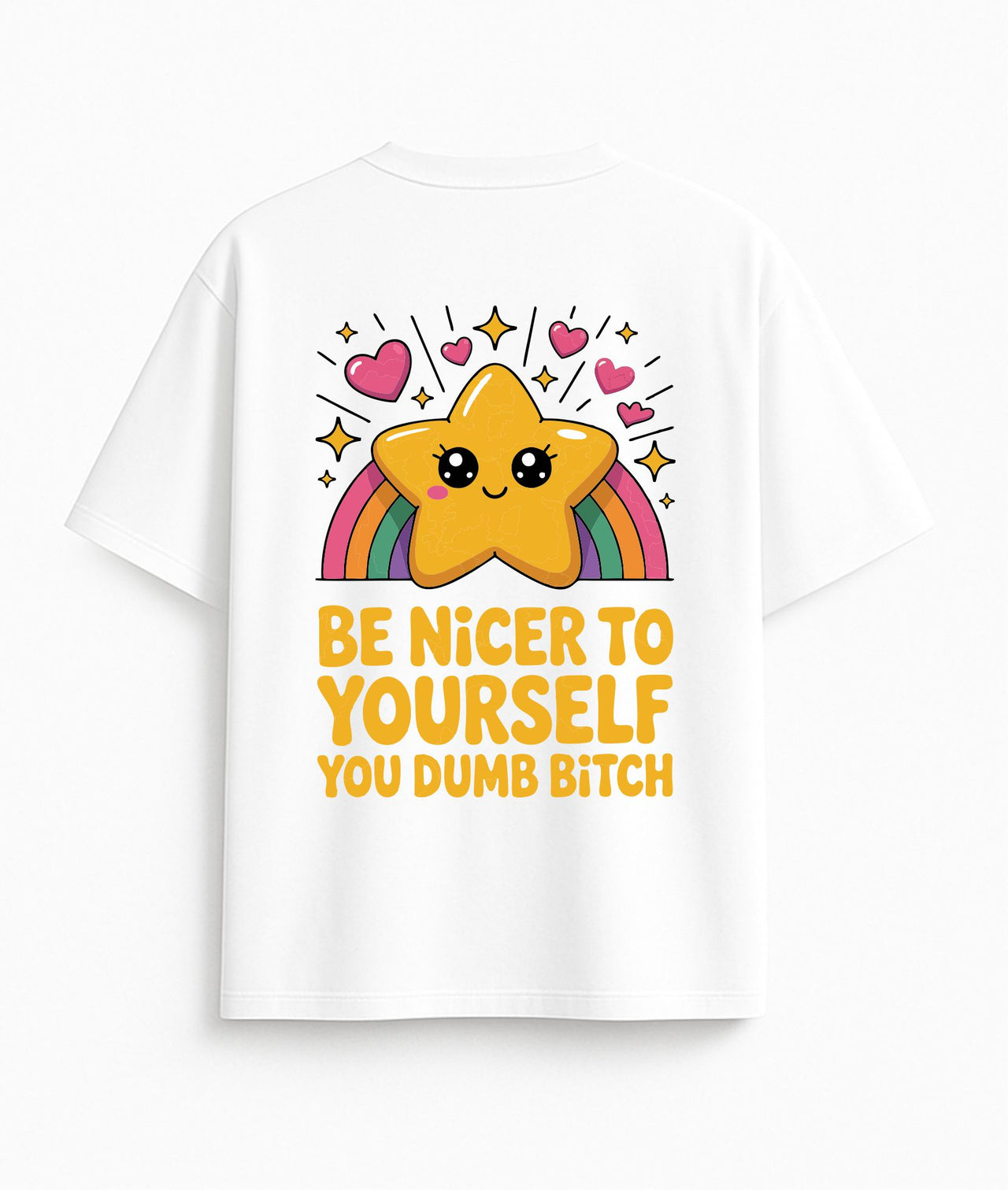 Oversized white T-shirt "Be nicer"