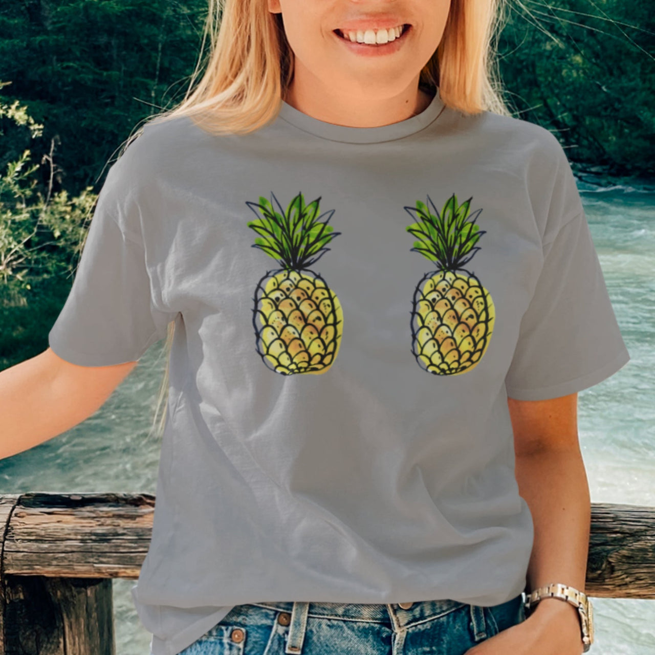 Grey Melange T-shirt Pineapples