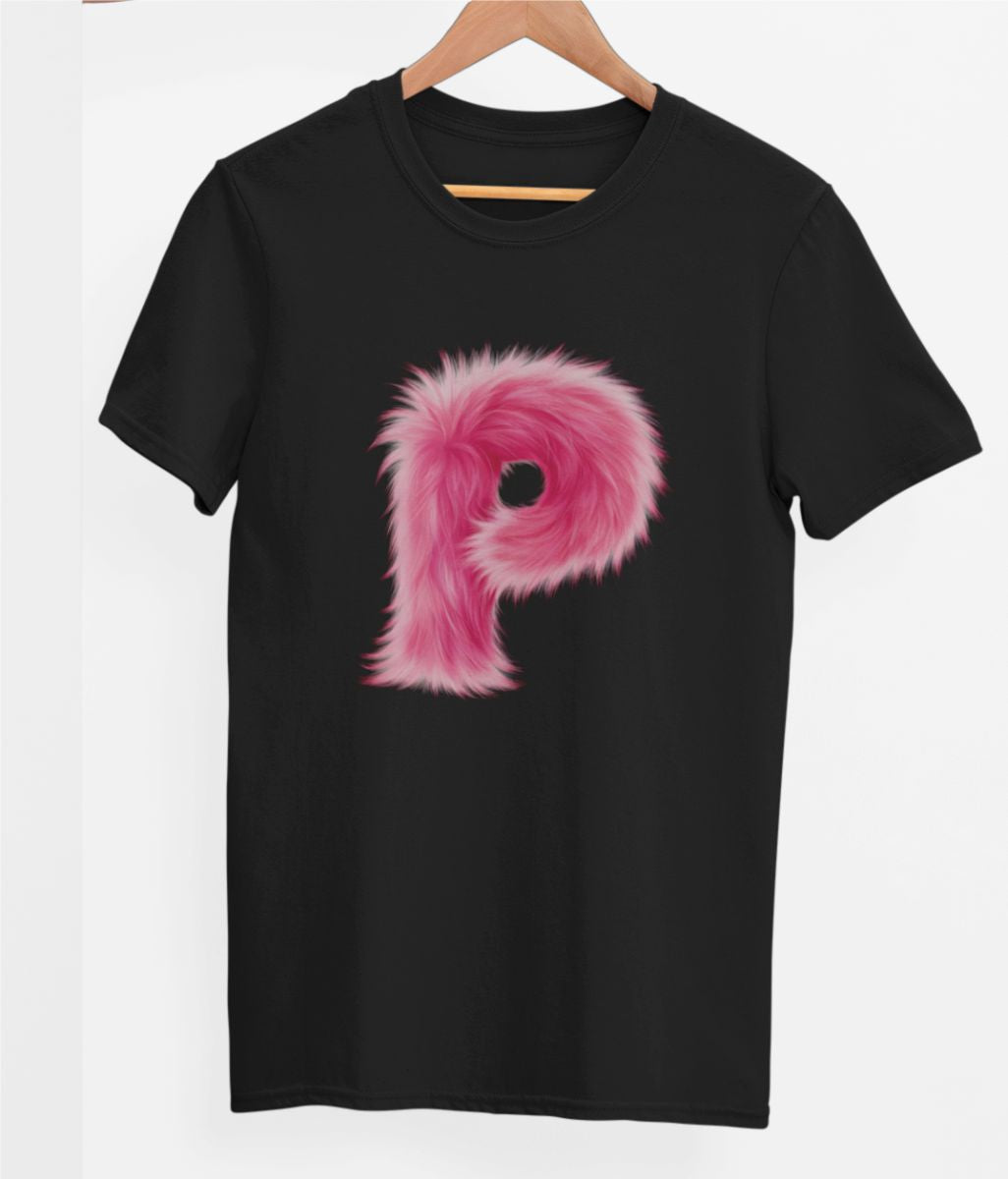 Schwarzes UNISEX T-Shirt "P Buchstabe"