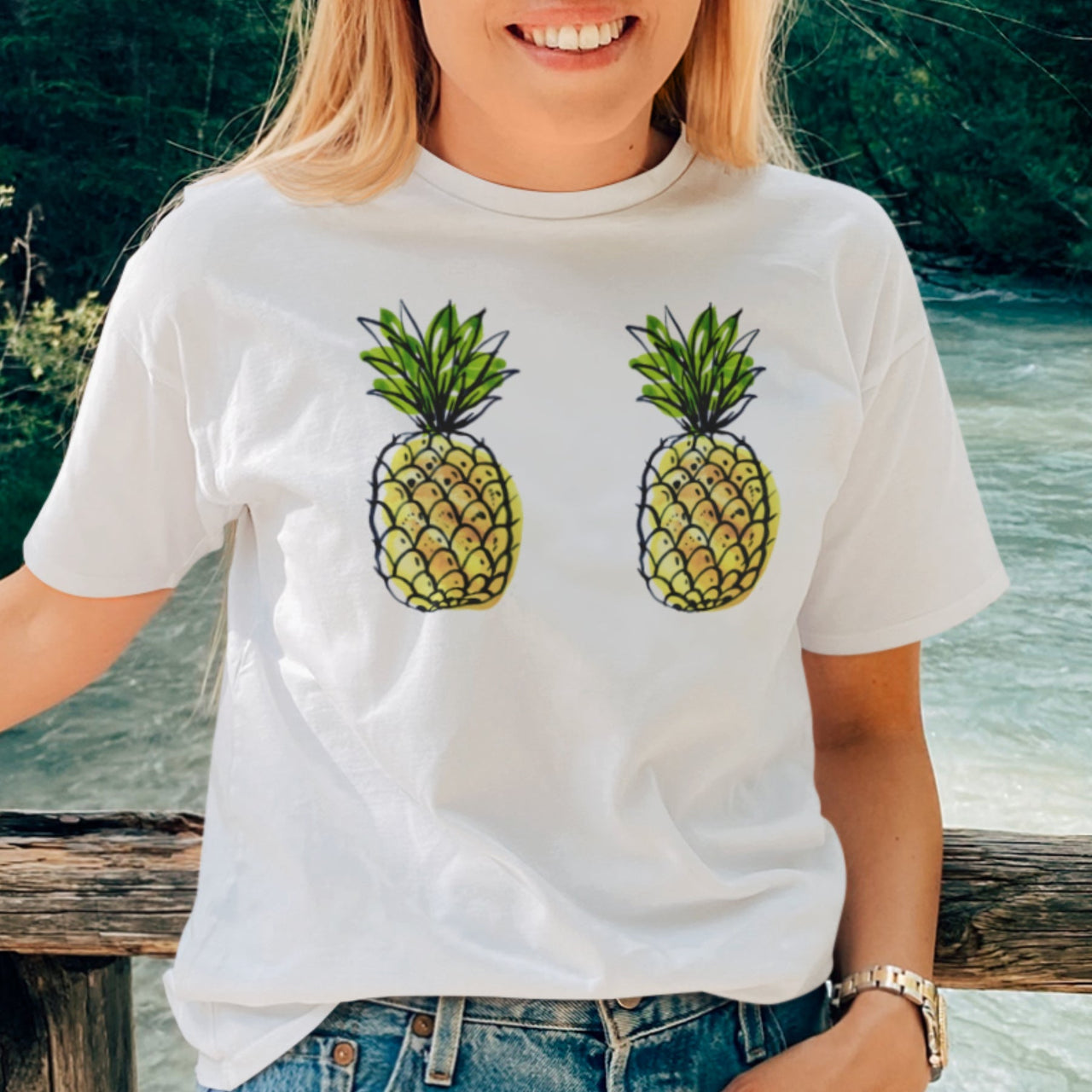 White T-shirt Pineapples