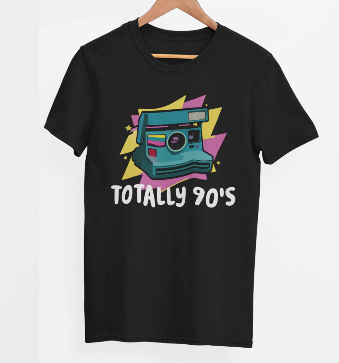 Schwarzes UNISEX T-Shirt „Totally 90's“