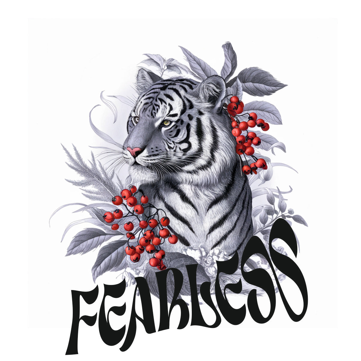 Weiße UNISEX T-Shirts mit Rückenaufdruck "Fearless"