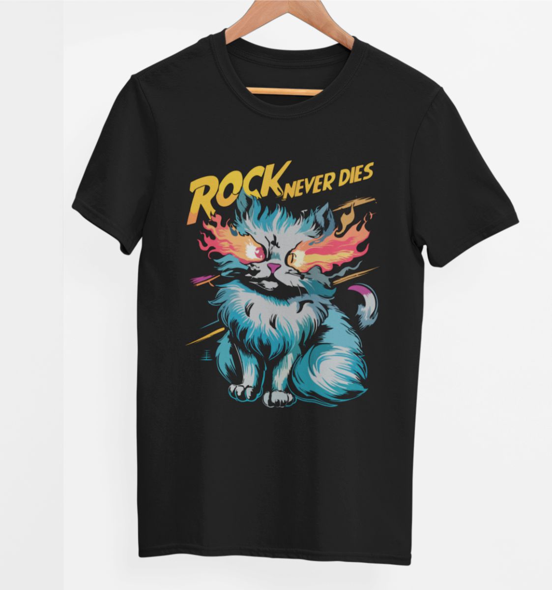 Schwarzes UNISEX T-Shirt „Rock never dies“