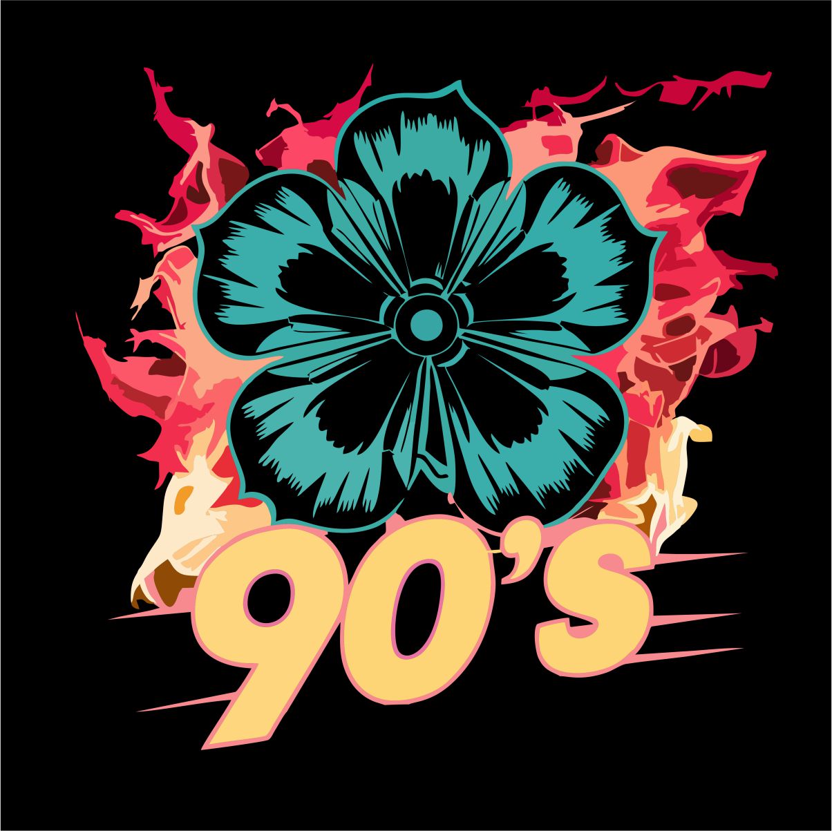 Schwarzer UNISEX Pullover „90's flower“