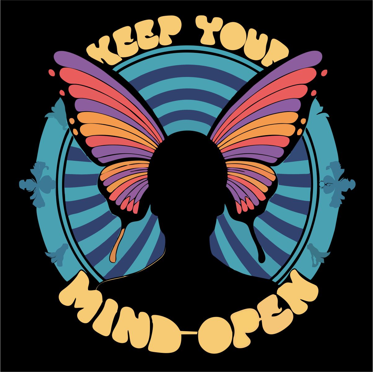 Schwarzes UNISEX T-Shirt „Keep your mind open“