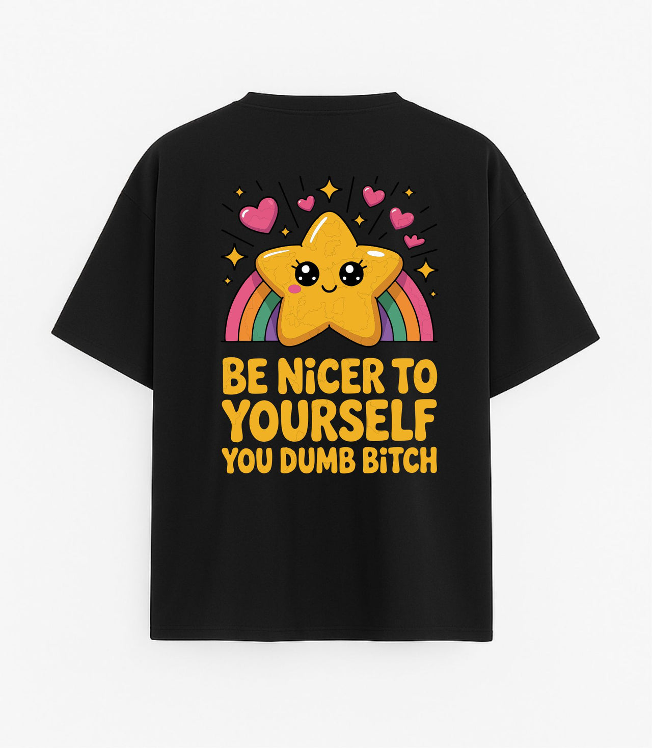 Oversized black T-shirt "Be nicer"