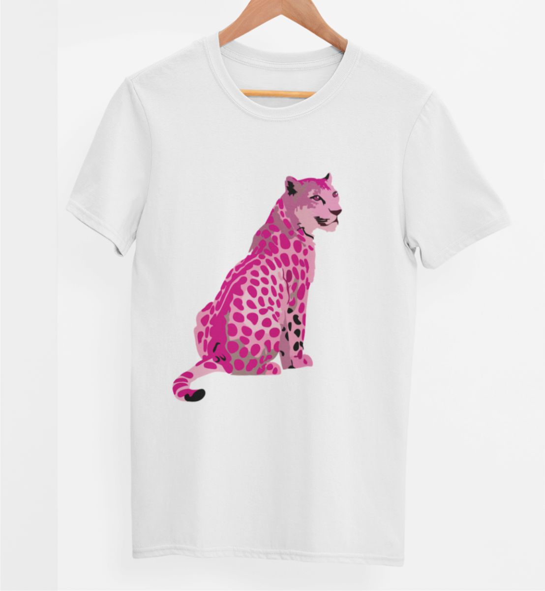 Weißes UNISEX T-Shirt "Pink Leopard"