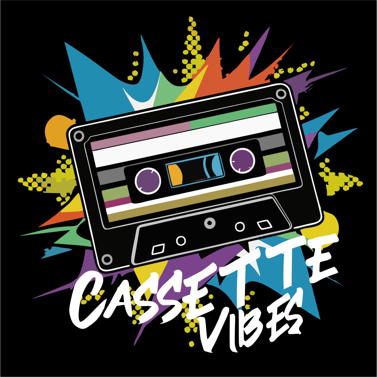 Schwarzes UNISEX T-Shirt „Cassette vibes“
