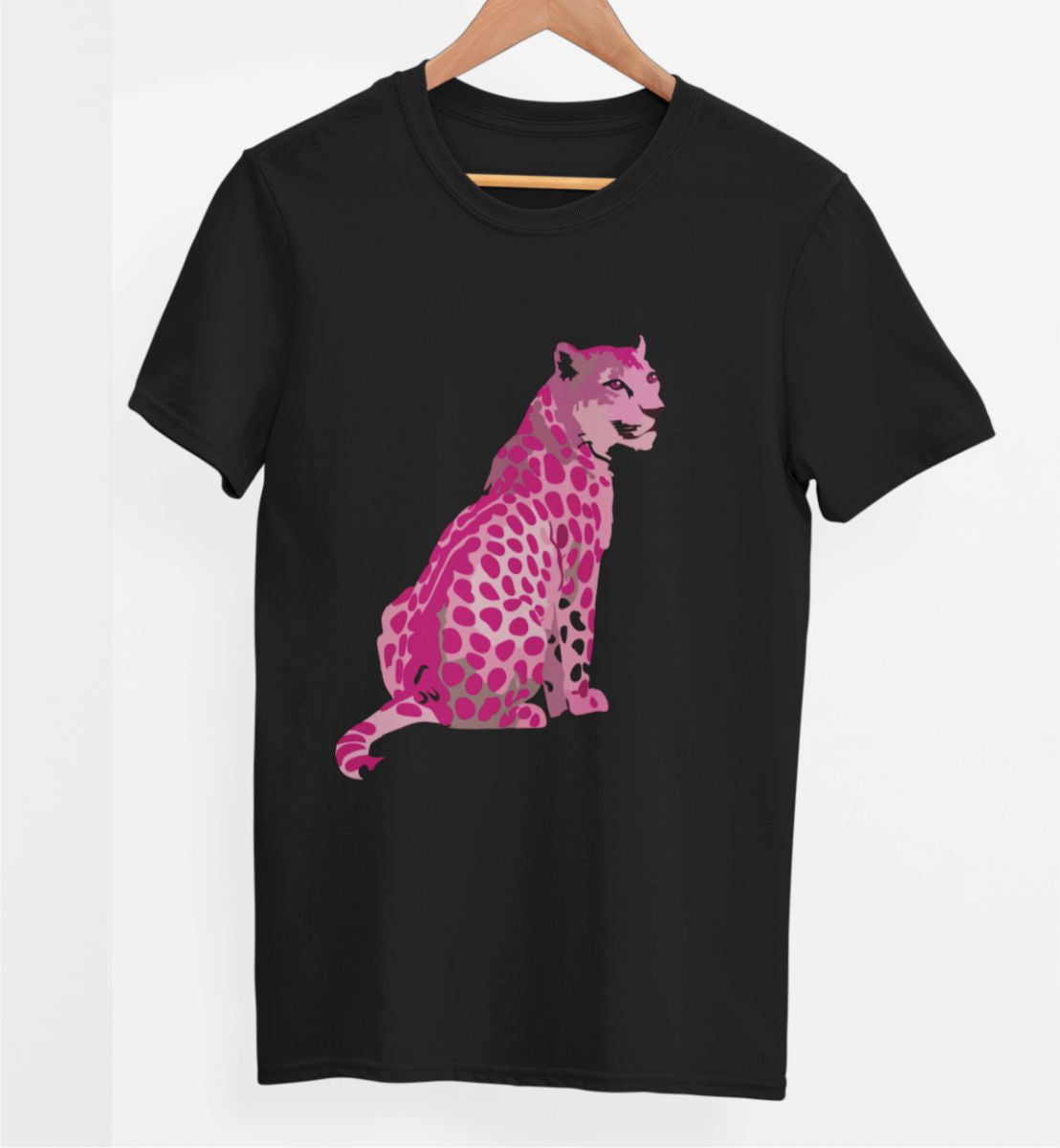 Schwarzes UNISEX T-Shirt "Pink Leopard"