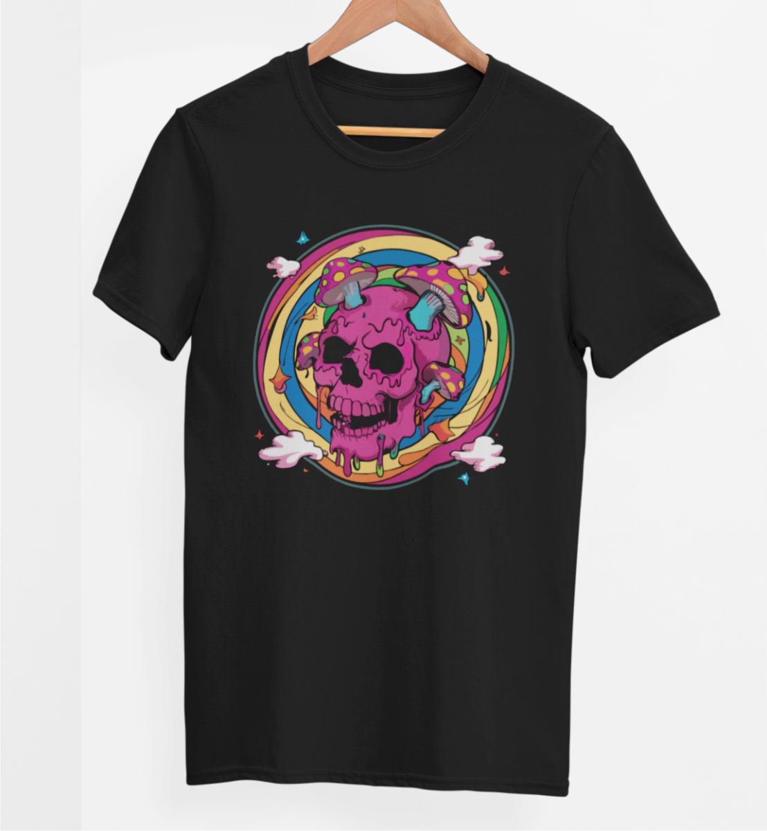 Schwarzes UNISEX T-Shirt "Rosa Himmel"