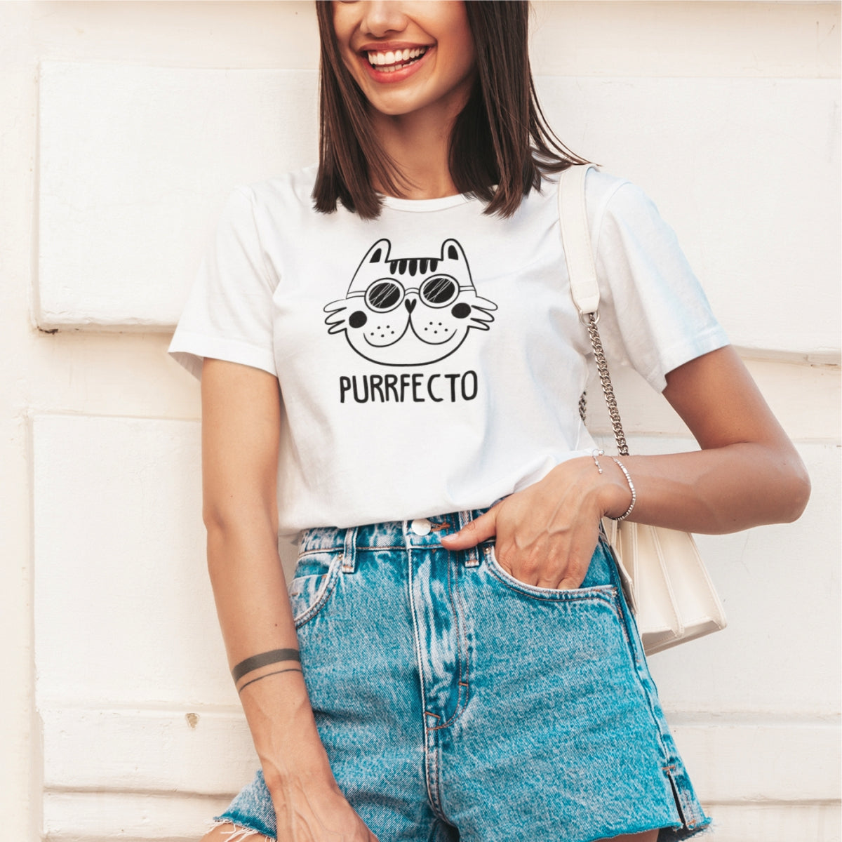 White Unisex T-shirt Purrfecto