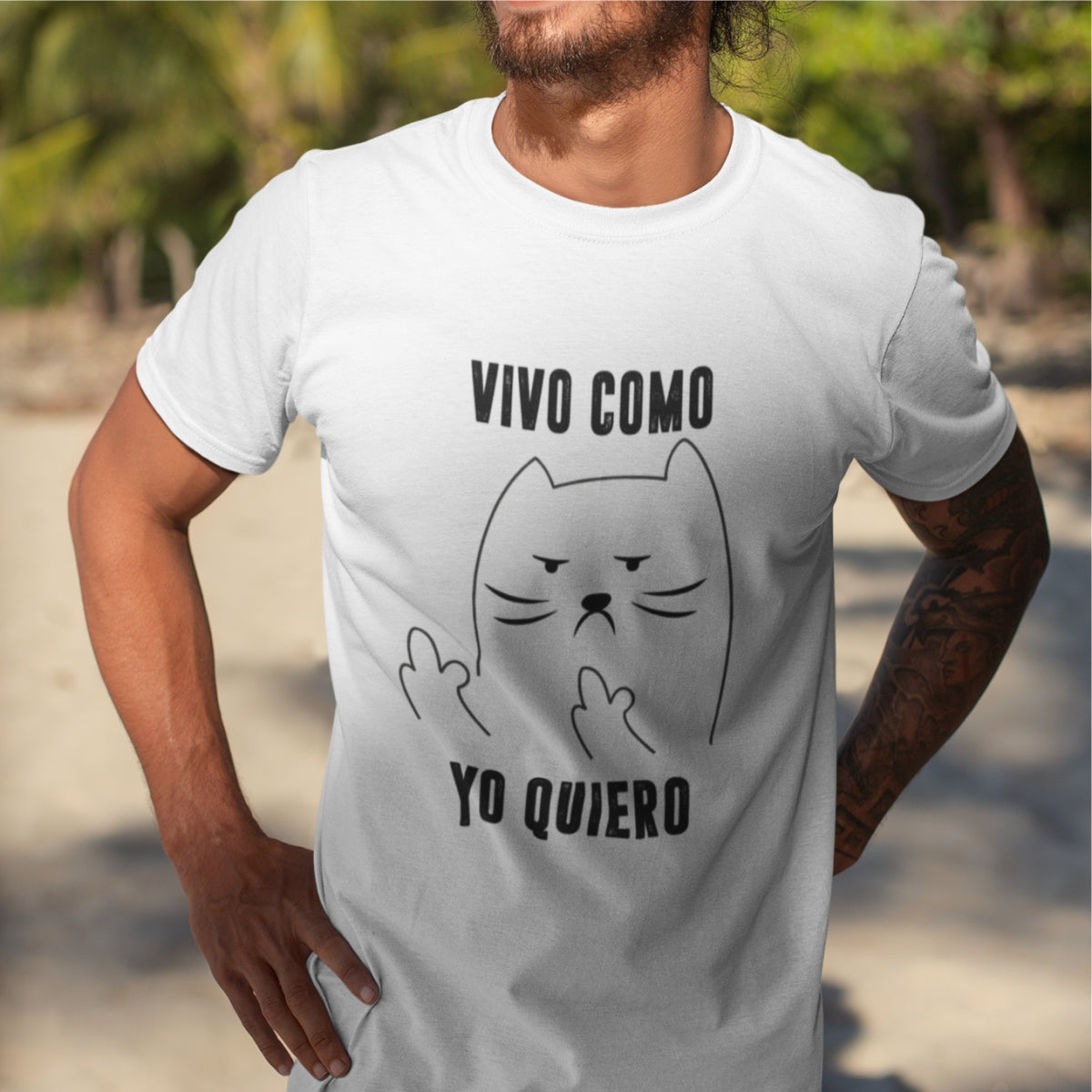 White Unisex T-shirt Vivo como yo quiero