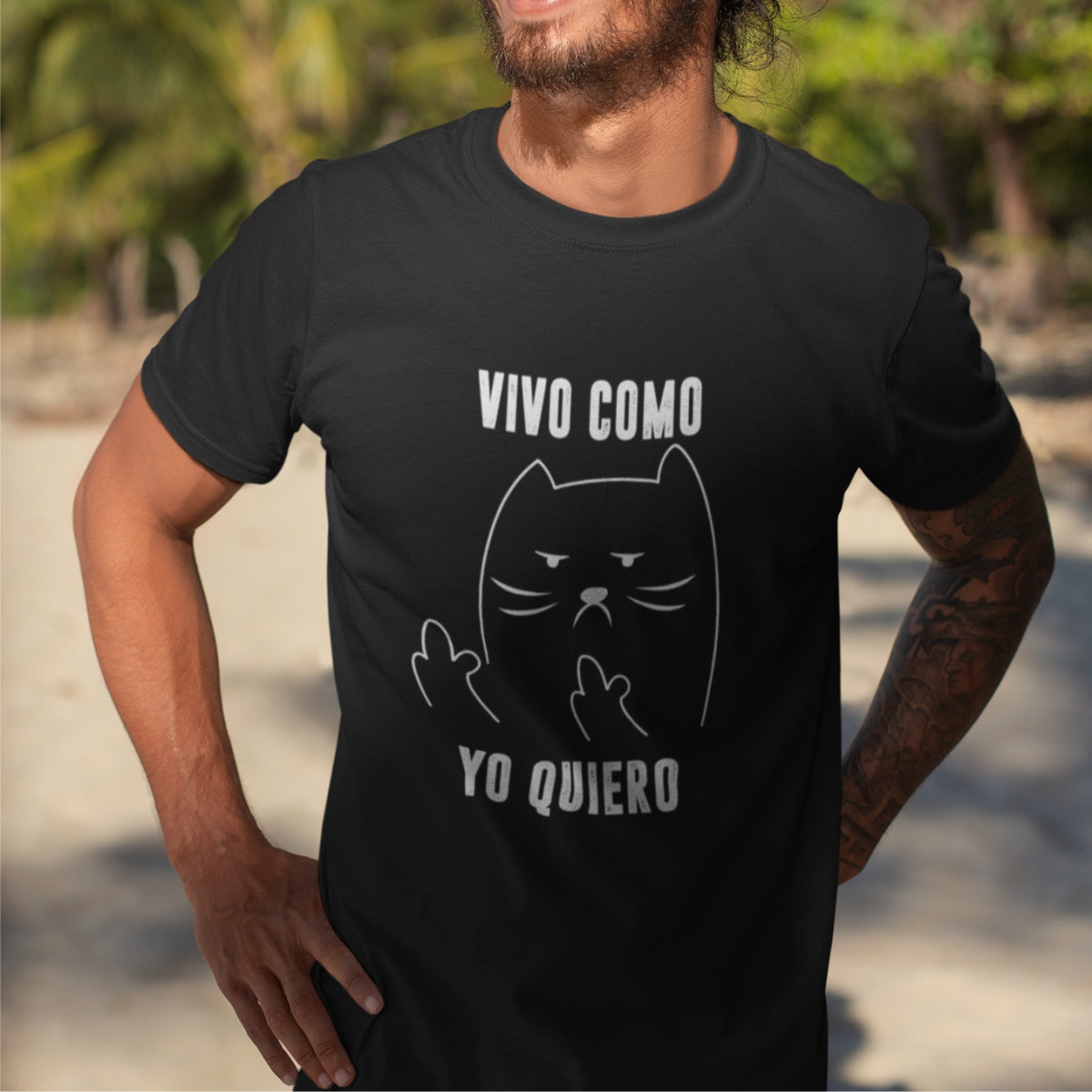Black Unisex T-shirt Vivo como yo quiero