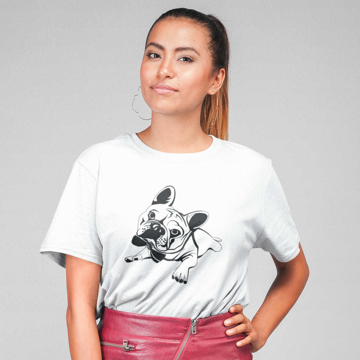 White T-shirt French bulldog