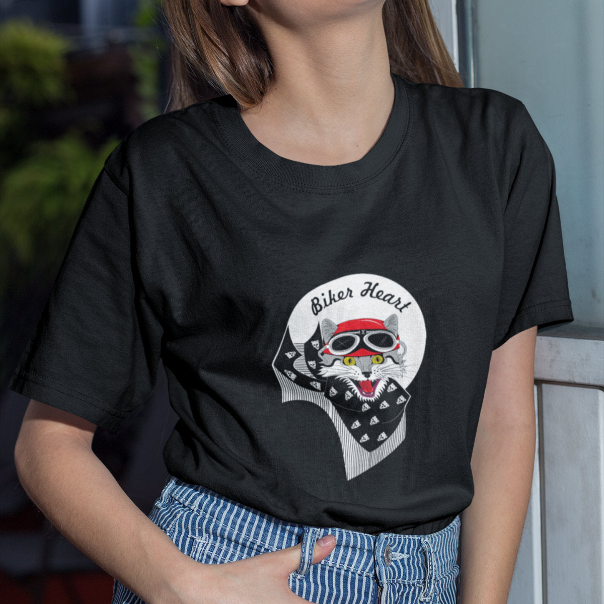 Black T-shirt Biker heart