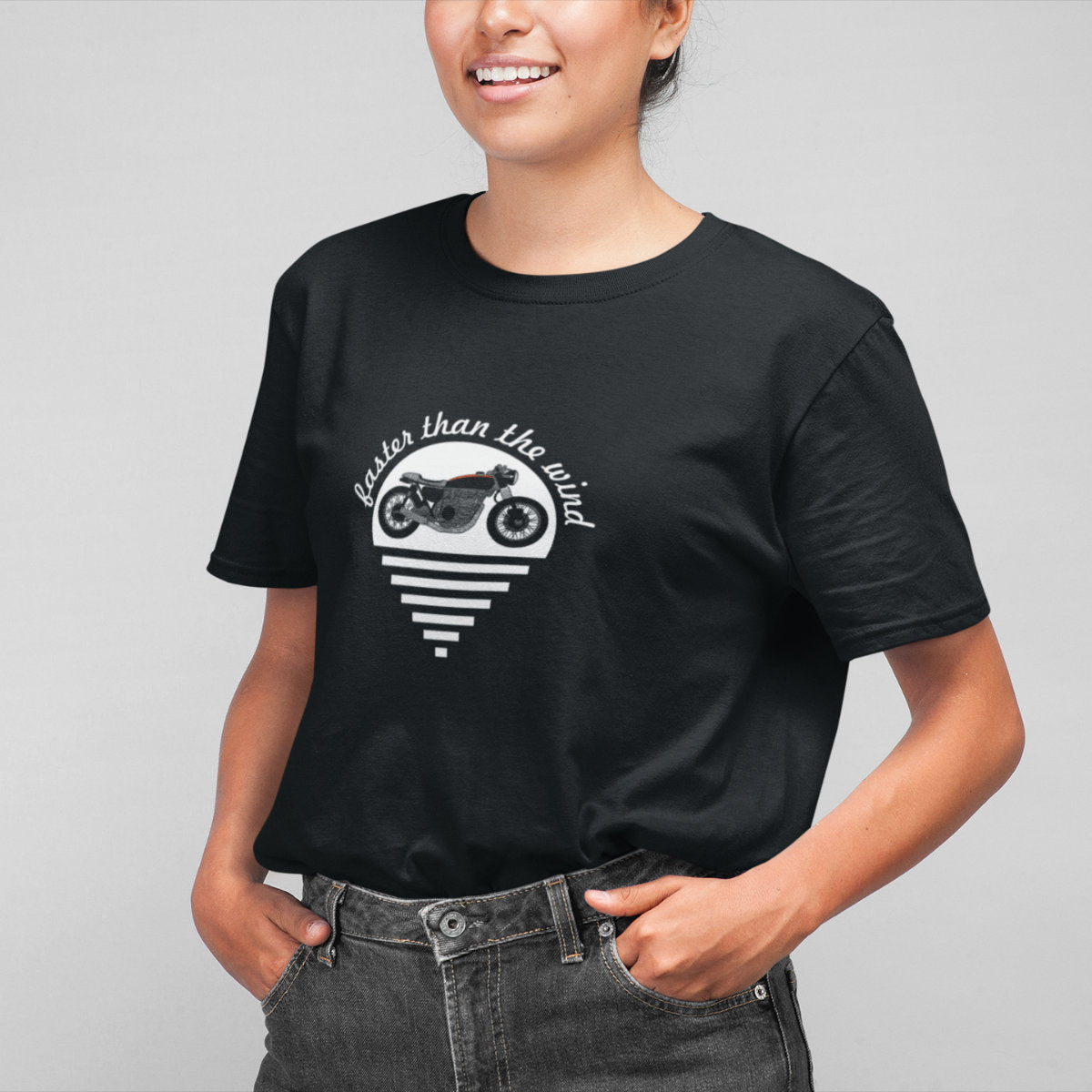 Black T-shirt Faster than the wind