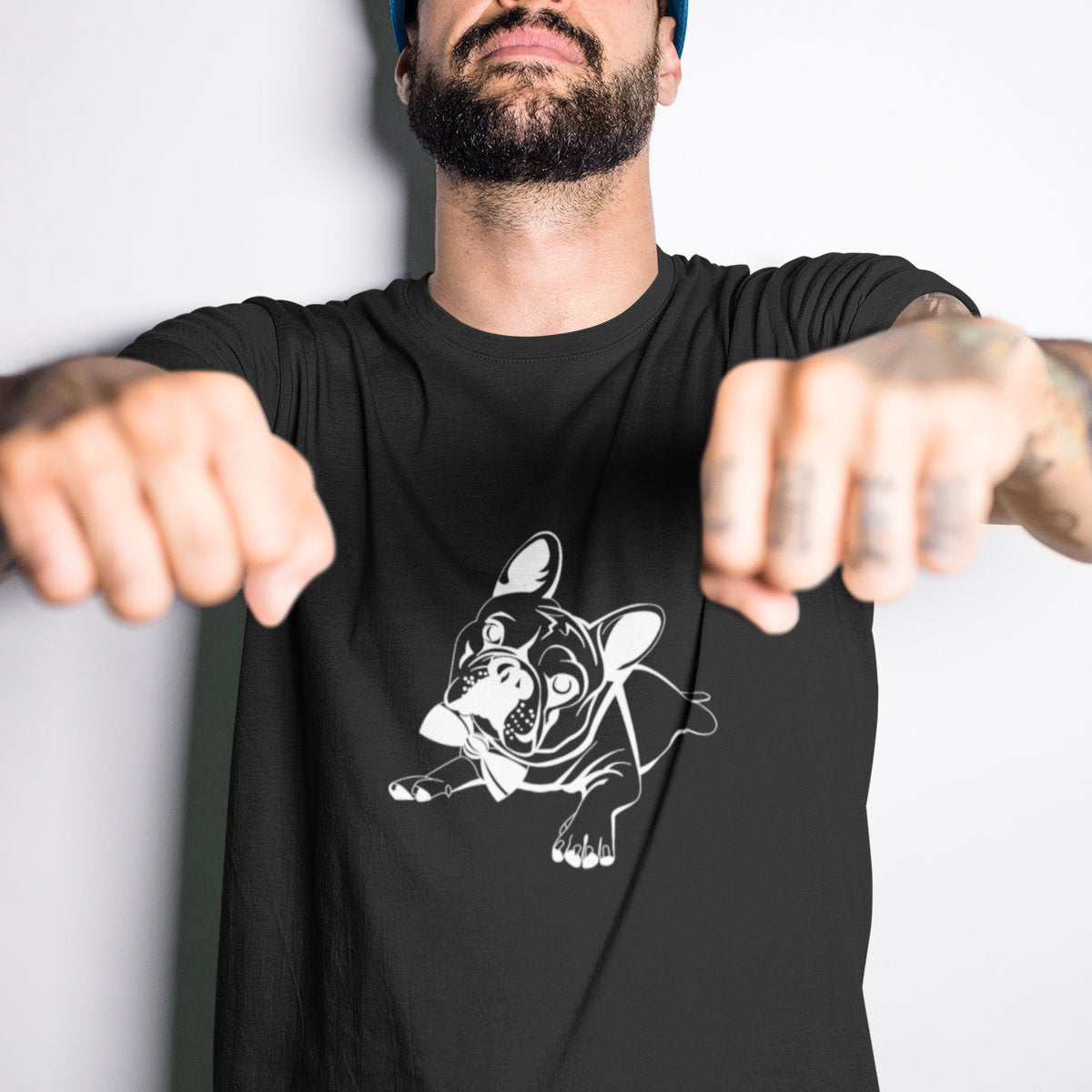 Black T-shirt French bulldog