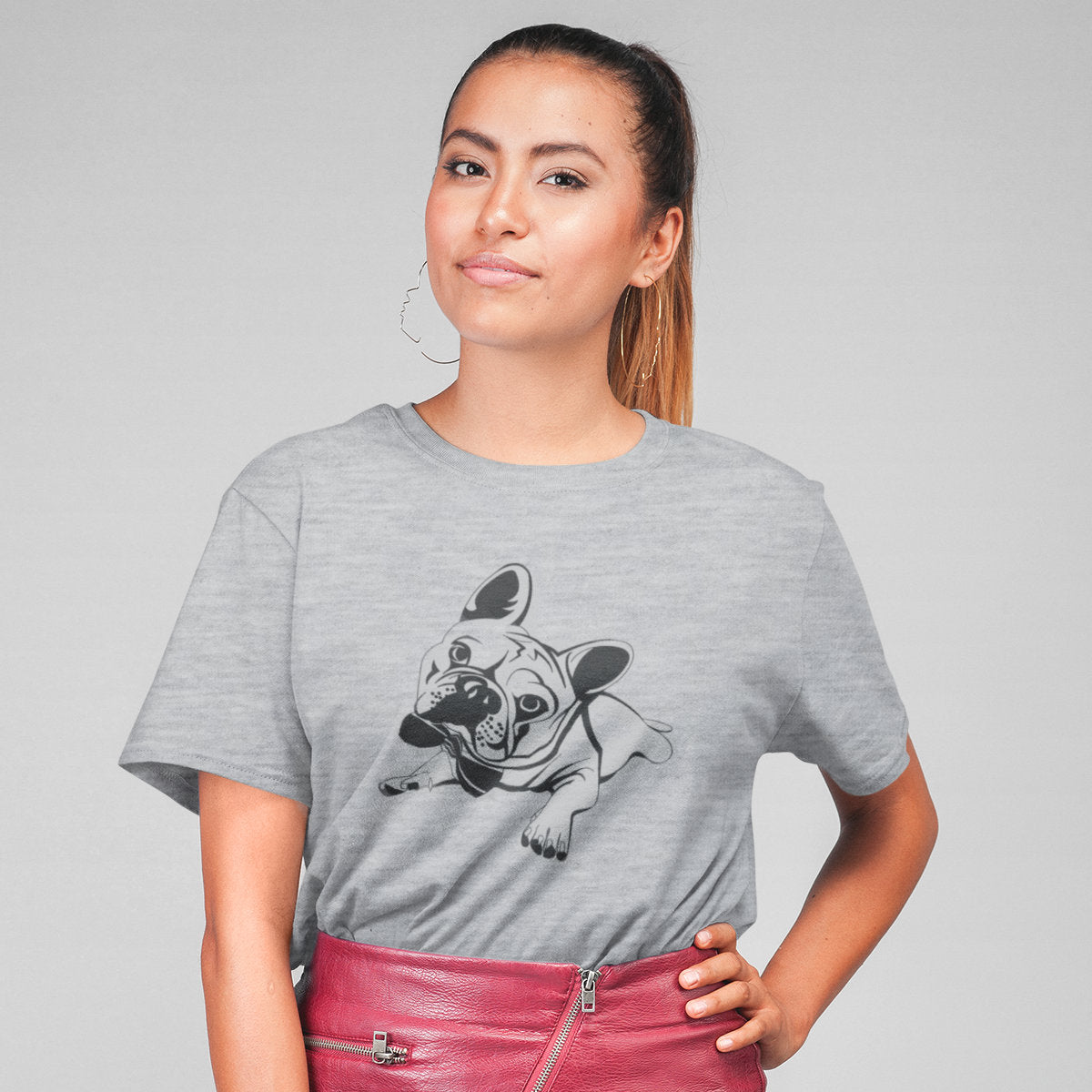 Melange grey T-shirt French bulldog