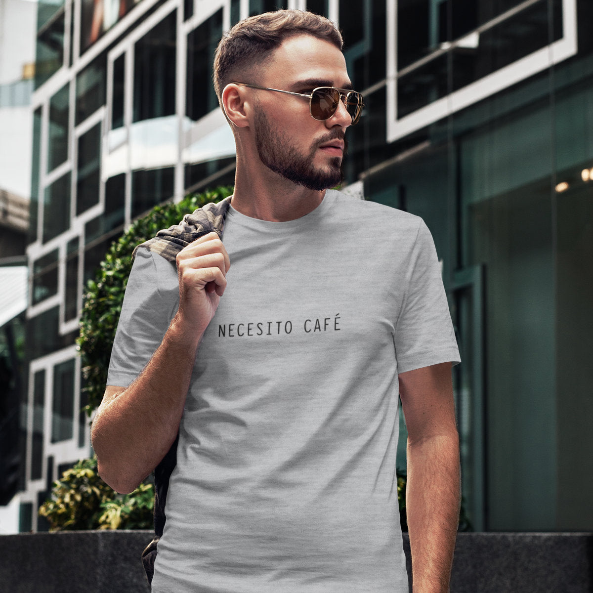 Melange grey T-shirt I need coffee