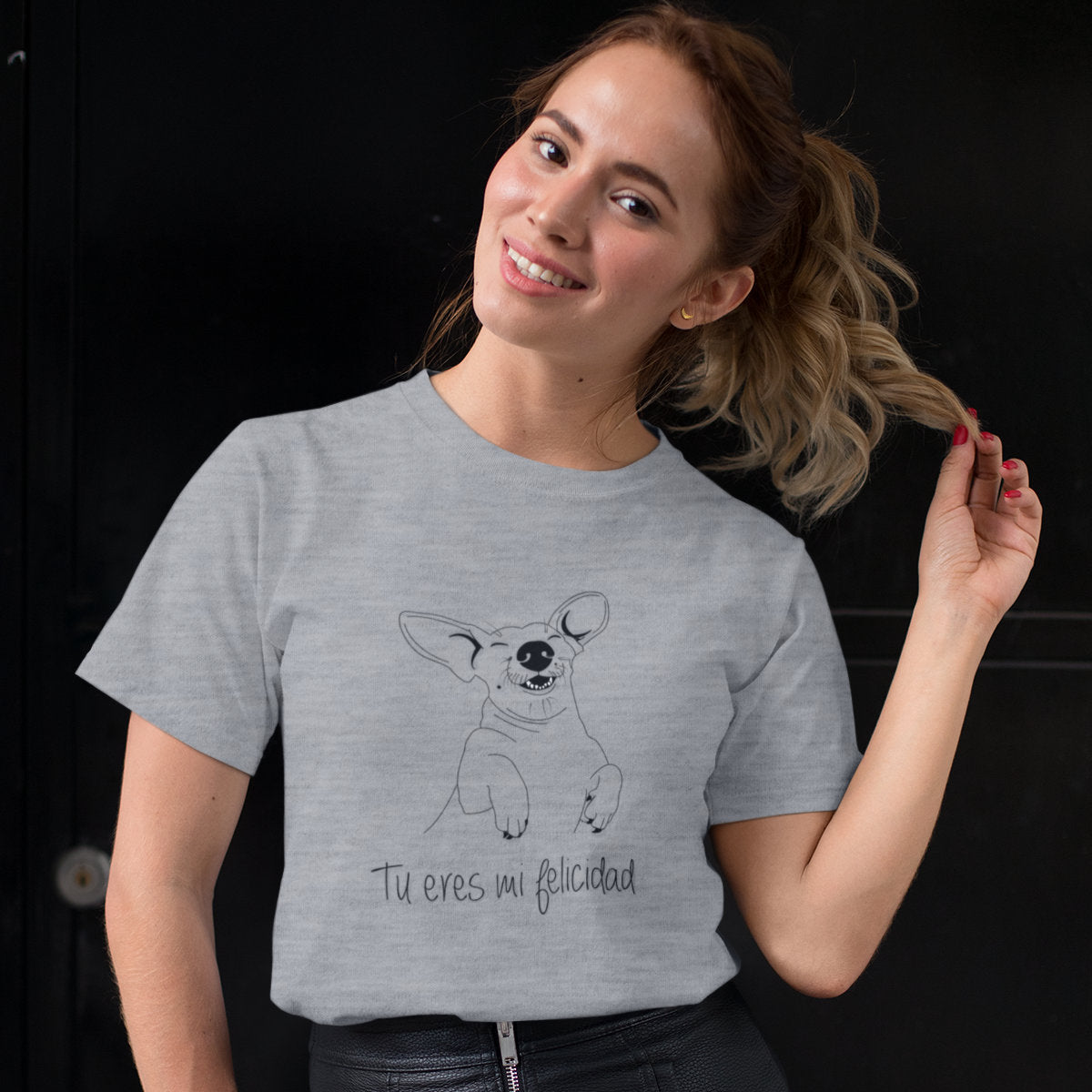 Melange grey T-shirt You are my happiness