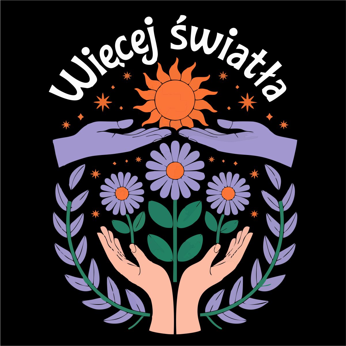 Schwarzes T-Shirt mit Rückenaufdruck "Mehr Licht"