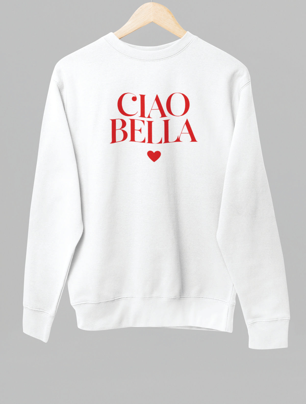 Weißer UNISEX Pullover "CIAO BELLA"