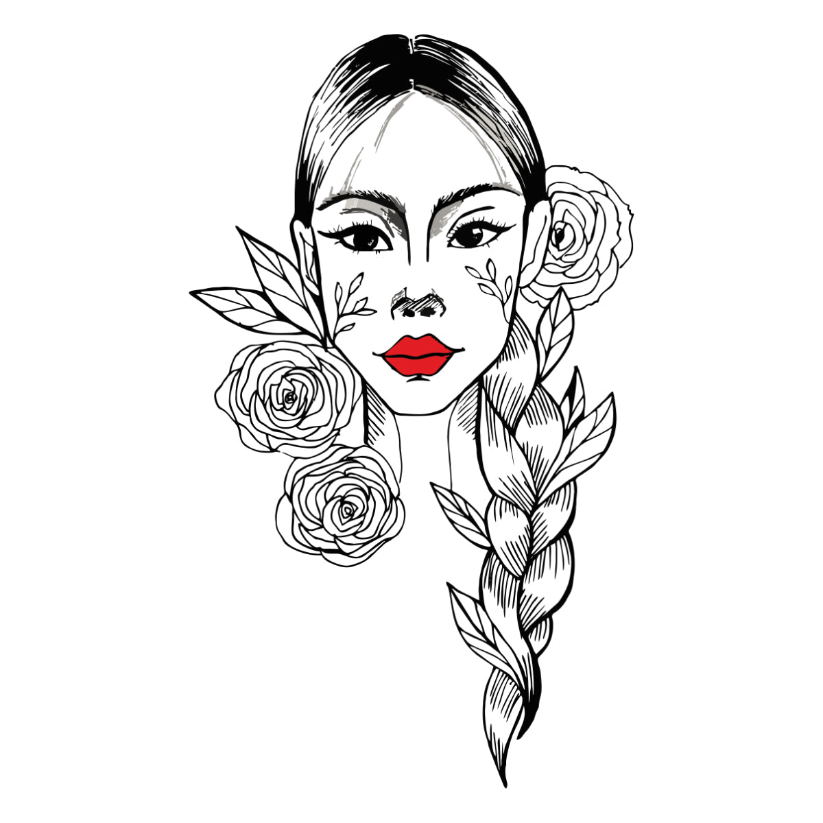 White T-shirt Girl with braid