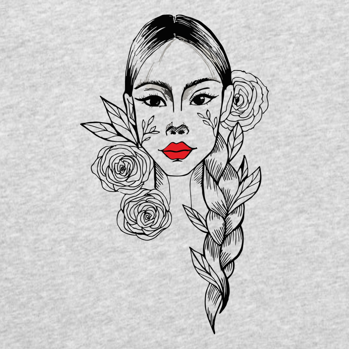 Grey-melange T-shirt Girl with braid