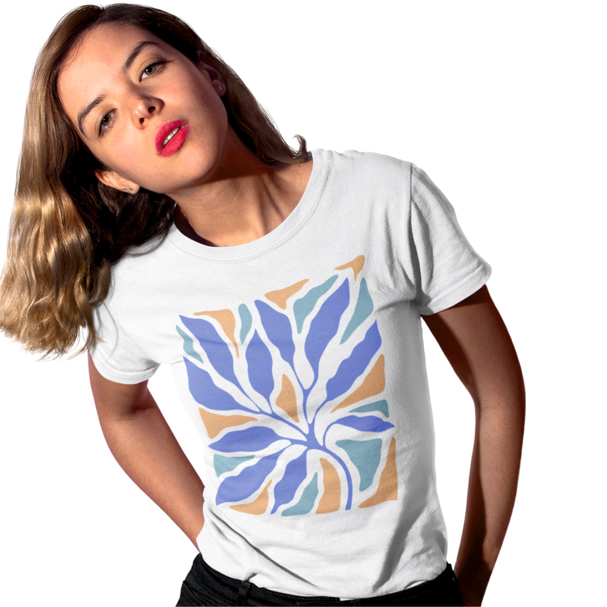 Weißes UNISEX T-Shirt „Blau“