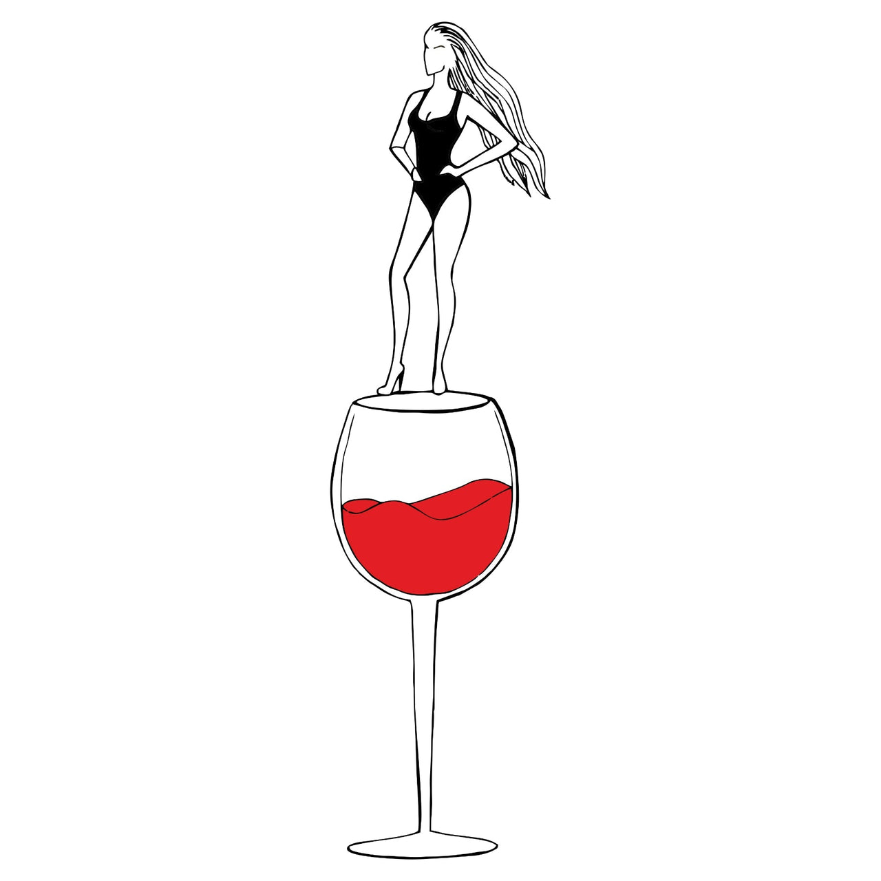 White T-shirt Wine Lady